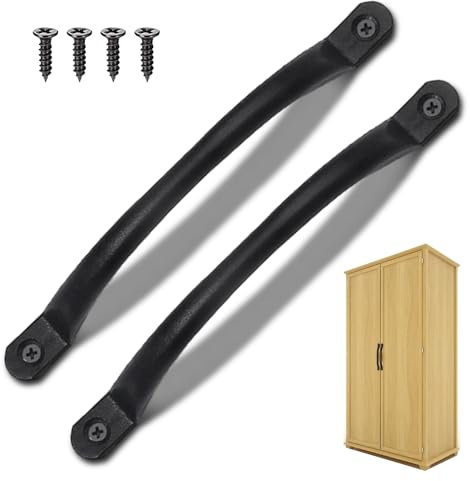 TuseRxln Black Door Bows Pull Handles, 2 Pcs Stainless Steel Sliding Gate Handle, Black Traditional Cast Iron Pull Handle Suitable for Sheds, Kitchen, Furniture, Cabinet, Closet and Door