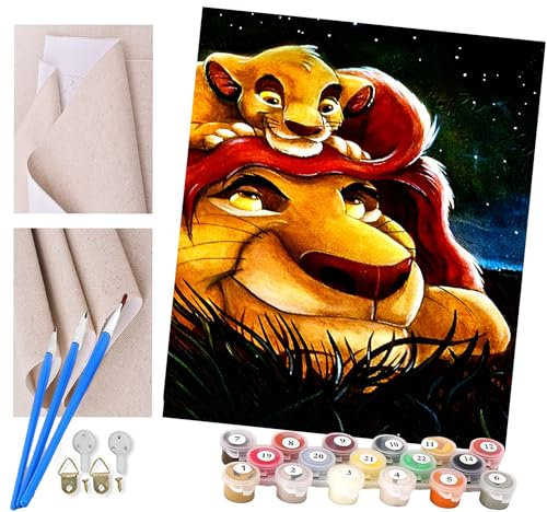 Peinture par Numéro Adulte Bricolage Tableau Peindre par Nombre pour Enfants Jouets à peindre cadeaux peints à la main le roi lion simba Home Decor 40x50cm