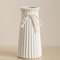 White Ceramic Vase for Flowers and Pampas Grass, Small Ribbed Vase in Modern Nordic Rustic Style for Home Decor, 8 Inch Decorative Table Vase for Centerpieces - Natural White