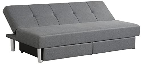 Massagetisch, Schlafsofa, 3-Sitzer-Design, umwandelbares Futon-Sofabett, verstellbares Schlafsofa mit Zwei Schubladen, Grau