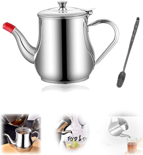 Pot de filtre à huile en acier inoxydable, filtre de cruche de récipient de graisse de pot de crépine de cuisine, bouilloire de théière, pot de filtre d'huileur, boîte de stockage de graisse de sépara