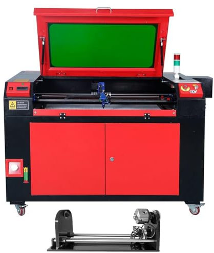 100W CO2 Laser Graviermaschine 900x600mm Lasergravur Maschine Laser Cutter Laser Engraver Graviergerät Laserschneider mit Rotary 800mm/s USB Ruida/LightBurn für Holz/Papier/Kunststoff/Leder/Harz etc.
