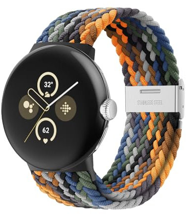 Elastisches Geflochtenes Armband - Kompatibel Mit Google Pixel Watch 2/3 41mm, Verstellbares Nylonarmband (Tarnfarbe)