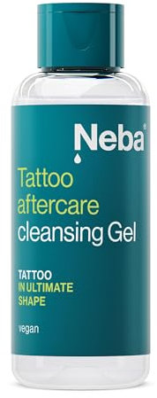 Neba - Gel Nettoyant Après-Soin Tatouage - pour les Tatouages Frais et Guéris - Gel Nettoyant Après-Soin - Bain Douche, Douche Nourrissante - Soin du Corps pour les Peaux Tatouées - 100ml