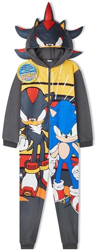 Get Trend Sonic The Hedgehog Fleece Jumpsuit Kinder 4-10 Jahre, Jungen Pyjama, Ganzkörperanzug, Shadow, Knuckles und Tails