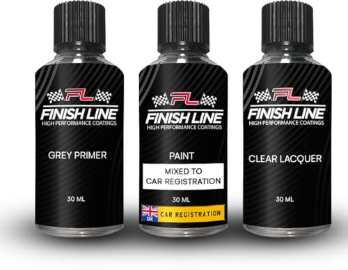 FINISH LINE Touch Up Paint Mixed By UK Car Registration Scratch Mark Stone Chip Paint Repair Primer Lacquer 30ml Touch Up Bottle