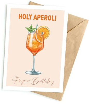 Grußkarte Klappkarte Karte Holy Aperoli, Glückwunschkarte Grußkarte Karte Billet Geburtstag Holy Aperoli Happy Birthday Mann Frau Drink Aperol orange, Klappkarte (KT_030B)