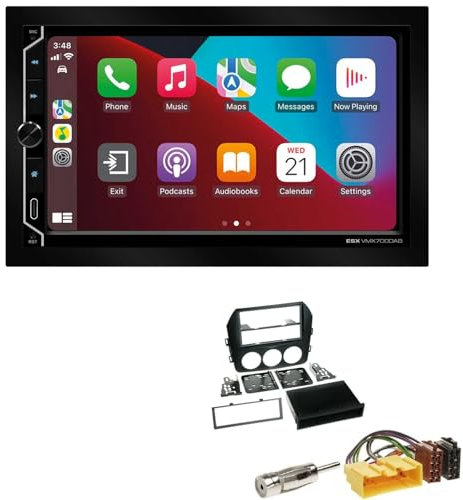 ESX VMX700DAB 2-DIN Autoradio kompatibel mit Wireless Apple CarPlay Android Auto Bluetooth DAB+ passend für Mazda MX-5 III Facelift ab 2008 schwarz