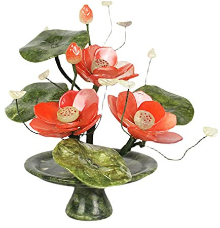 YQINQIN83B Künstliche Bonsai Künstlicher Bonsai im chinesischen Stil, Jade, weißer Lotus, Dekoration, Simulation, Lotus, Topf, künstliche Zimmerpflanzen, Büro-Desktop-Display Künstliche Pflanze