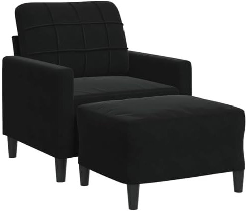 vidaXL Sillón con Taburete Terciopelo Negro 60 cm, sofá Individual, sillón bañera, sillón Club, sofá, sofá Confort, sillón de TV, sofá de Relax