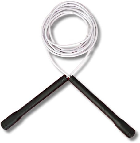 Elevate Rope Corde à sauter longue poignée - Corde à sauter professionnelle réglable pour cardio, double underders et freestyle - 3 m de long, 4 mm d'épaisseur - PVC durable avec noyau en nylon (noir)