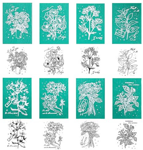 8 Stück Stempelset Kraeoke Holzstempel Natürliche Pflanze Stempel Blumen Basteln Stamp für DIY Scrapbooking, Tagebuch, Umschlag, Fotoalben (Stil 1)