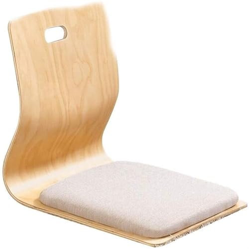 Yoeoefuo Bodenstuhl Bodensessel Ergonomisch Holzstuhl Innenstuhl Mit Rückenlehne TatamiStuhl Komfortabel Meditationsstuhl Tragbar Bodenkissen Wohnzimmer Schlafzimmer Möbel(Stil 2)