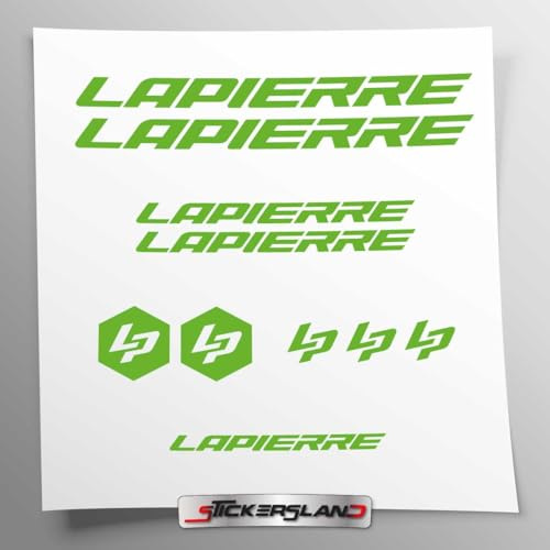 Stickersland® Aufkleber-Set kompatibel mit Rahmen MTB Mountainbike und Helm | Decals Aufkleber für Fahrrad Schriftzug Logos | Stickersland® - Lapier (grün glänzend)