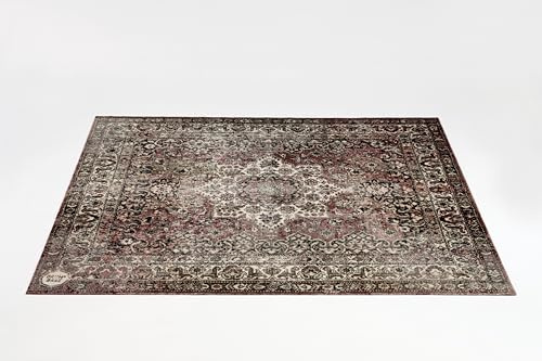 DRUMnBASE Vintage Persian Style Stage Rug, Non Slip Waterproof Rug for Stage or Studio Use to Reduce Vibrations, Classic Worn, 5.34 FT x 4.65 FT