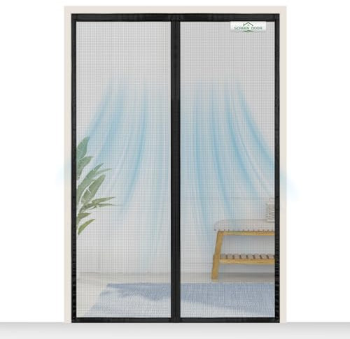 SCREEN DOOR Mosquitera Puerta Magnetica 140x210cm, Protección contra Insectos, Fácil Instalación – Negro