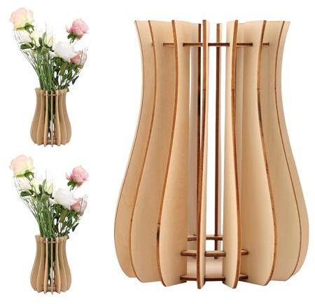 FloralGrace 1 vaso in legno per fiori, vaso di fiori per bouquet, supporto in legno per rose, fiori di ciliegio, girasole, tulipani, narcisi, loto (verticale)