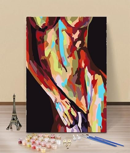 HOLXSW Malen Nach Zahlen Erwachsene Abstrakter Akt DIY Handgemalt Ölgemälde auf Leinwand Kit für Home Deko oder Weihnachten Geschenk Mit Farbe und Pinsel 40x50cm