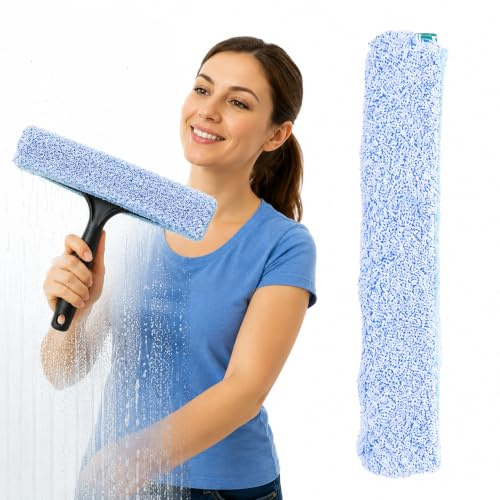 FOMIYES Window Wiper Replacement Sleeve 14 Inch Washable Reusable Microfibre Cloth for Home Bathroom and Car Window Cleaning Tool