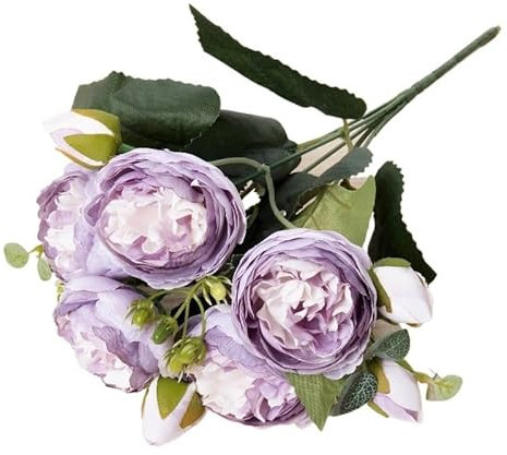 HUIJIQX Peonie artificiali, bouquet da sposa, rosa di seta per vaso, decorazione della casa, giardino, matrimonio, decorazione della stanza, piante artificiali, ghirlanda di Natale (nuova viola)