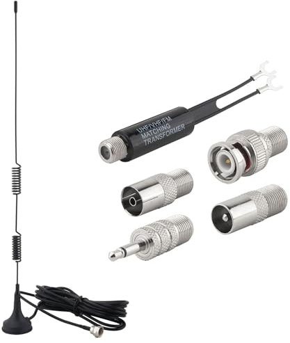 Kaunosta FM Antenna Magnetic Base FM Radio Antenna with PAL BNC 3.5mm and 75 to 300 Ohm Adapter Connector for Pioneer Onkyo Yamaha Marantz Indoor Digital HD Radio FM Radio