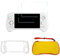 TEHAOUU Schutz-Set für Anbernic RG557 Hülle & Cover & Displayschutzfolie aus gehärtetem Glas, Reisehülle, TPU-Hülle Rg557 Zubehör (transparent weiß)