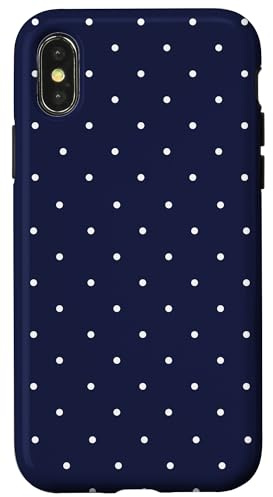 Navy Blue Polka Dots Aesthetic Polkadots Minimalist Women Hülle für iPhone X/XS