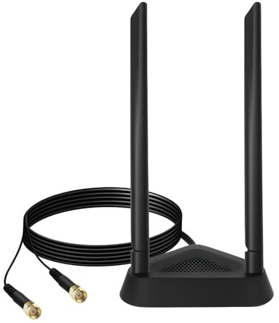 WIFI Dual Band Antenna 2.4GHz /5GHz /6GHz Extension Cable 8DB SMA Wireless Network Card Router Magnetic Base Compatible with TP-Link Dlink WiFi 6/7 Security Card WLAN PCI Bluetooth Wireless Router