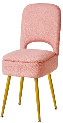 IBUYKE Storage Vanity Hocker Stuhl mit Klapplehne, Pink WBD027P | Kleiner 12,99 x 13,78 x 31,5 Quadratischer Teddy Samt Osmanischer Make-up Stuhl Wohnzimmer 4 Metallbeine Rutschschutzfüße