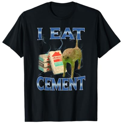I Eat Cement Bag Cursed Cat Meme Brainrot T-Shirt