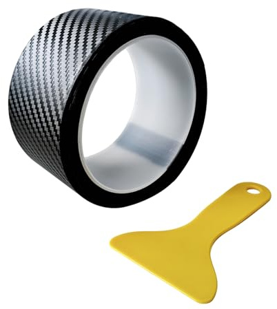 HoxzoDa Film Carbone Voiture 3D 5m x 5cm pour Protection Seuil de Porte Voiture – Rouleau Autocollant Noir avec Outil de Pose, Imperméable & Anti-Rayures pour Covering Voiture, Moto