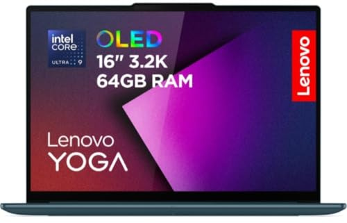 Lenovo Yoga Pro 9 16IAH10 16 Laptop (Intel Core Ultra 9 285H CPU | 120Hz 3.2K Quad HD+ Touch Screen | 64GB DDR5 RAM | 2TB NVMe SSD | GeForce RTX 5070 8GB | Windows 11 Home) - Tidal Teal