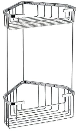 GEDY Portaoggetti doccia angolare in filo, Misure e peso: 32,5X20X15,1 CM & 0,59 KG, Porta oggetti per bagno realizzato in acciaio inox, Cromato, Design R&S Gedy, 2 anni di garanzia