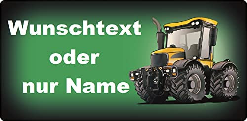 Nummernschild und Namensschild Traktor selbst gestalten und bedrucken lassen ✓ Bulldog ✓ Trecker ✓ Trekker ✓ Ideale Geschenkidee | Individuelles Aluminium-Schild | Autoschild mit Namen & Spruch beschriften | Aluschild, Kfz-Kennzeichen-Schilder mit Wunschtext