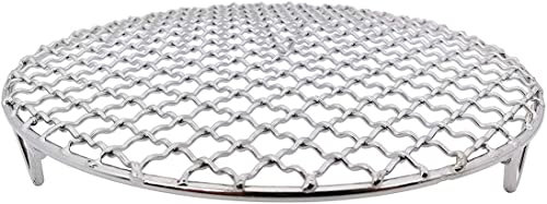 InBlossoms Réseau Coréen de Barbecue Pince à Griller en Acier Inoxydable 304 Grille Rond avec Pied Argent 35cm