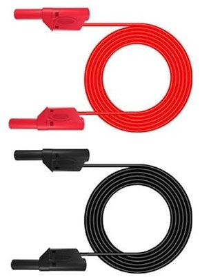 Aofan 2Pcs 4mm Double-ended Stackable Multimeter Banana Plug Test Leads Wire for Laboratory Electric Testing- 1m(Black & Red)