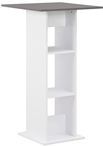 vidaXL Bartisch mit 2 Regalen Stehtisch Bartresen Tresentisch Bistrotisch Küchentisch Tisch Esstisch Frühstückstisch Weiß und Anthrazitgrau 60x60x110cm