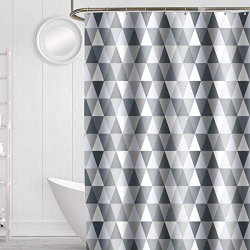 GONOVE Duschvorhang für Badezimmer 180 x 200 cm Schimmelresistent Dicke Polyester Stoff Dreieck Duschvorhang Liner Wasserdichter Langer Badevorhang mit Haken, waschbar und gewogen Saum