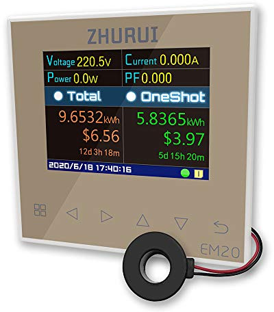 ZHURUI EM20/monitorare l'elettricità di tutta la casa/monitor di energia esterno /40/60/80/120A/consumo elettrico misuratore/23 unità di valuta (EM20)