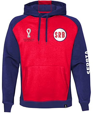 FIFA Sweat à Capuche Officiel de la Coupe du Monde 2022 Shirt, Rouge/Blanc, S Homme