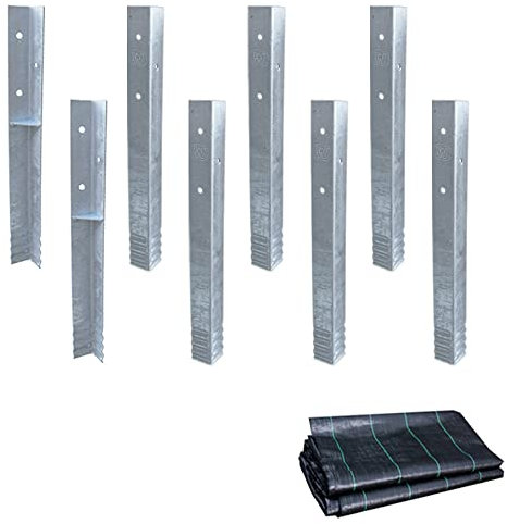 Wickey SolidLock Winkelanker aus feuerverzinktem Stahl für Spieltürme, Schaukeln, Stelzenhäuser - 8er-Set Anker inklusive Schrauben & Unkrautvlies - Bodenanker, Erdanker 500x45x45 mm