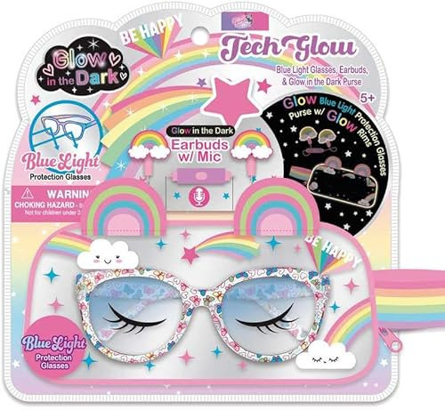 Juguetoon Estuche con Auriculares Inalámbricos y Gafas Unicornio Brilla en la Oscuridad