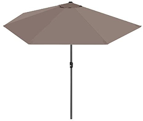 JUANIO Media Sombrilla de Jardín Color Topo, Sombrilla de Terraza con Manivela - Diámetro 270 x Profundidad 135 x Altura 230 cm