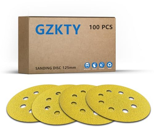 Schleifpapier 125mm Klett 150 körnung (100 Stück) - 8 Loch Schleifscheiben | Für Exzenterschleifer, Holz, Metall