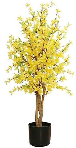 Leaf Design UK Arbre Artificiel réaliste en Bois, Jaune, 60 cm