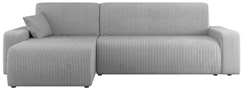 Mirjan24 Ecksofa Pixalo L Cord, Design Eckcouch, Couch mit Schlaffunktion und Bettkasten, Wohnlandschaft, Bettfunktion L-Form Sofa, Ottomane universell (Poso 110)