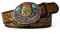 JIARY Ledergürtel Herren, Gürtel Verstellbarer Western Cowboy, Echtledergürtel mit 3D-Indianer-Kopfmuster Schnalle Legierung Vintage,A camel,105CM/41.3''