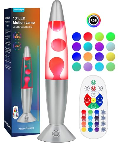 LED-Lavalampe für Kinder und Erwachsene: Fernbedienung, 17 Farben, wechselnde Flüssigkeitsbewegungslampen für Jungen und Mädchen, 33 cm, kleine Tischlampe mit 4 Glitzer-Modi für Schlafzimmer