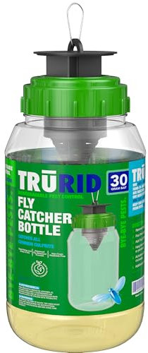 Fliegenfalle & Fliegenfänger-Flasche - Wiederverwendbare hängende Fliegenfalle mit natürlichem, ungiftigem Köder, fügen Sie Wasser hinzu, um Haus- und Pferdefliegen im Garten, Hinterhof und Scheune zu
