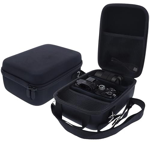foto-kontor Borsa compatibile con Sony Alpha 7 II custodia per fotocamera antiurto impermeabile borsa da trasporto con tracolla e tasca a rete accessori nera